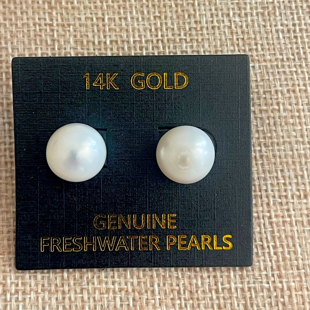 14K SOLID GOLD AND FRESHWATER PEARL EARRINGS